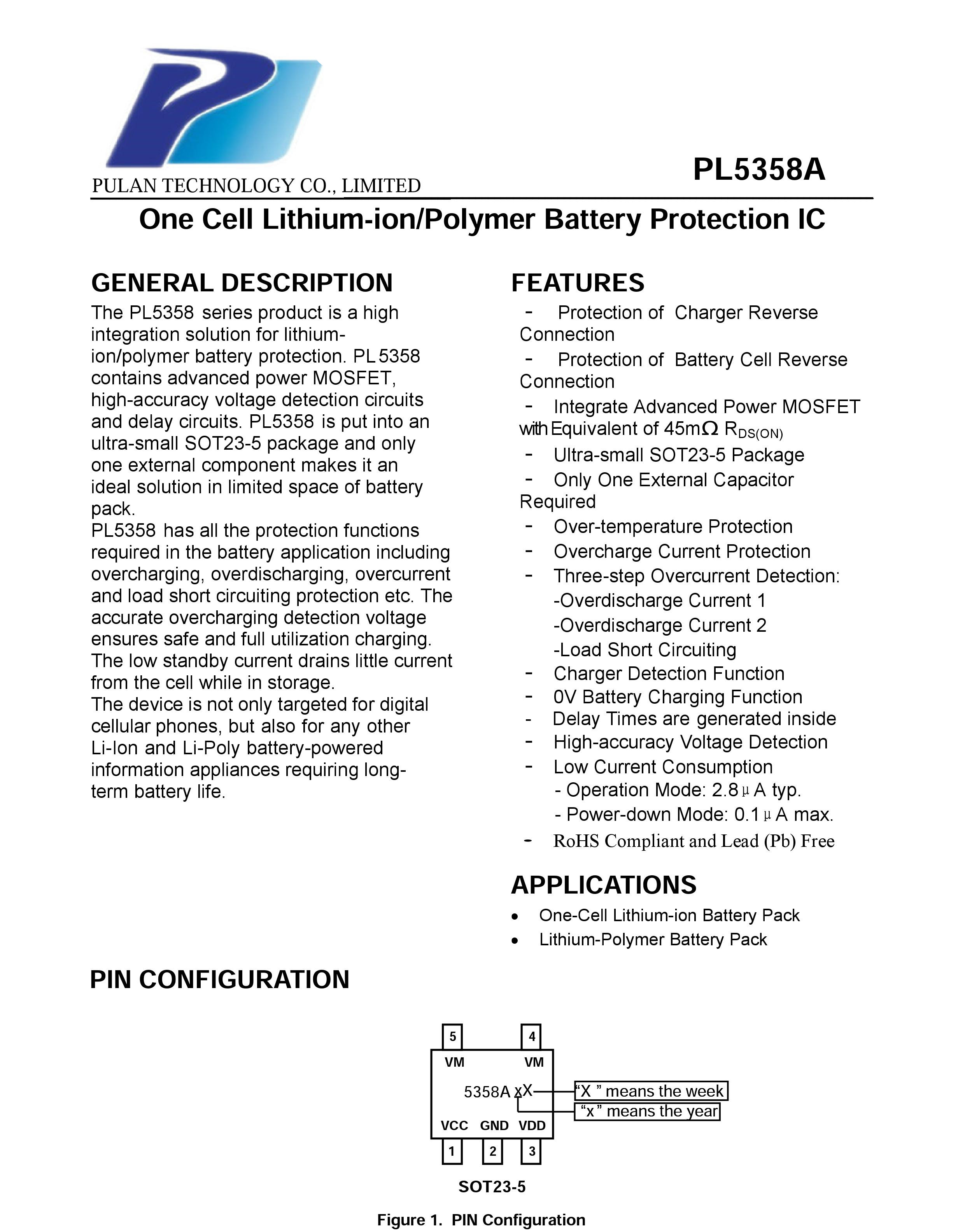 PL5358A單芯片鋰電池保護IC，外圍僅一箇電容