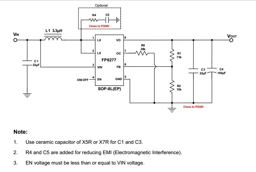 鋰電池3V～4.2V陞壓5V3A，高效率FP6277.