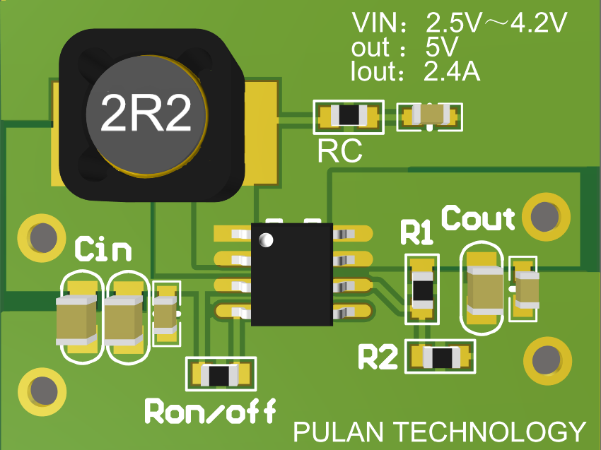 PS7526的DEMO的3D图片 锂电池同步升压5V2.4A,带限流PS7526