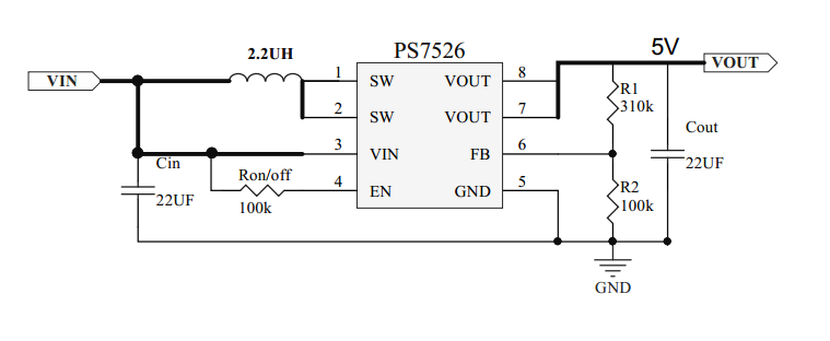 3V和3.7V，4.2V輸入，輸齣5V2.4A衕步整流陞壓芯片-PS7526