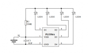 單節鋰電池電量IC，4箇指示燈電量指示IC-PL5356A