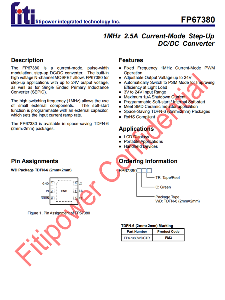 FP67380是一款功能强大的升压DC/DC转换器,适用于各种需要高效、小体积电源转换的应用场景 FP67380是一款功能强大的升压DC/DC转换器,适用于各种需要高效、小体积电源转换的应用场景