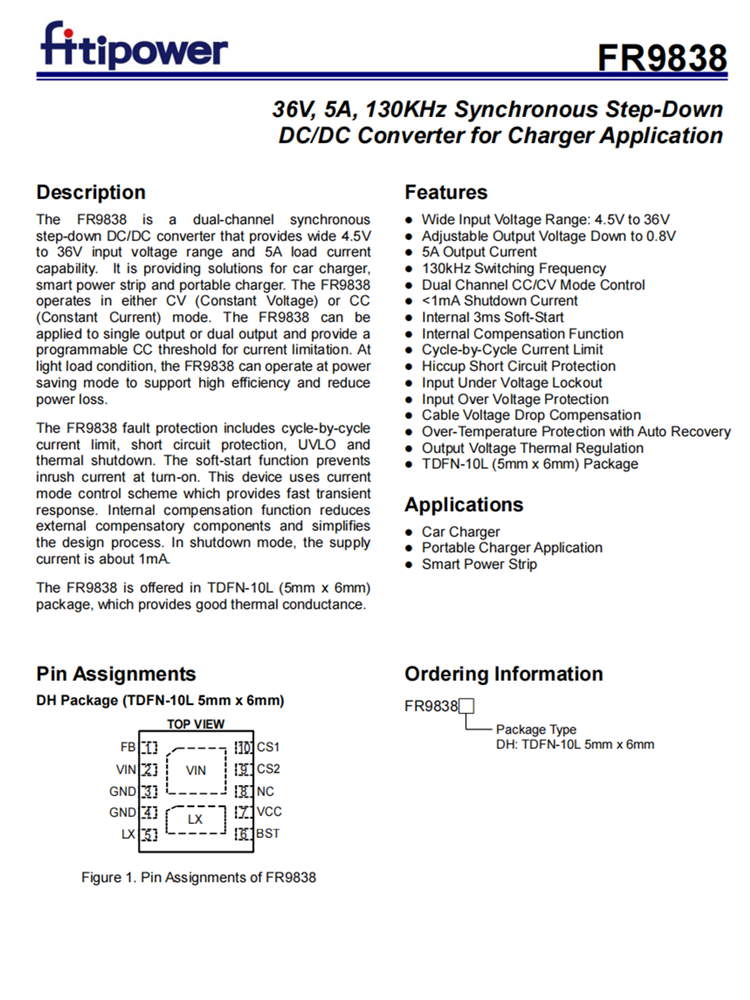 FR9838 36V 5A 衕步降壓DC/DC轉換器