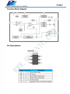 PL2621 SOT23-6L PWM陞壓DC/DC轉換器
