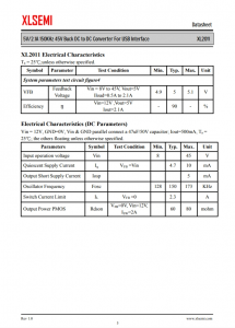 XL2011E1  5V / 2.1A 150KHz 45V降壓DC至DC轉換器，用於USB接口