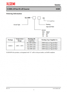 XL1509-5.0E1 2A 150KHz 40V 降壓 DC-DC 轉換器