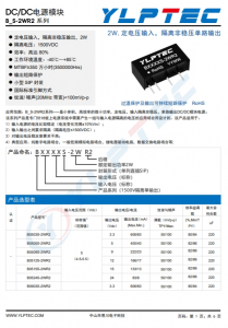 B1205S-2WR2  DC-DC 輸入電壓10.8V~13.2V 輸齣電壓5V輸齣