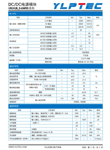 URB4812S-6WR3   6W寬壓輸入，隔離穩壓單路/正負雙路輸齣