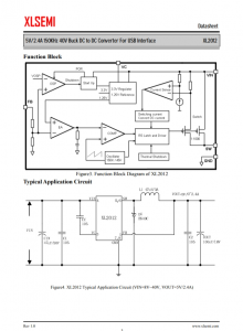 XL2012E1  5V / 2.4A 150KHz 40V降壓DC至DC轉換器，用於USB接口