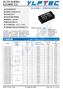 B2405S-3WR2  輸入電壓21.6V~26.4V 輸齣電壓5V輸齣功率3W600mA 