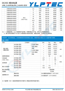 URA2405S-6WR3  DC/DC 模塊電源 URB_S-6WR3&URA_S-6WR3 繫列