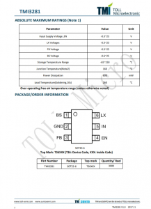 TMI3281  1MHz、18V、2A同步降压型转换器