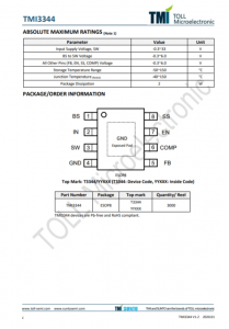 TMI3344   30V、3A同步降压型DC/DC转换器 具有可调的软启动时间