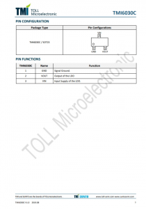 TMI6030C-28    300mA、低IQ、高PSRR LDO穩壓器，SOT23封裝