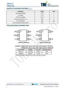 TMI3113B  1.0MHz、峰值3A同步降压转换器