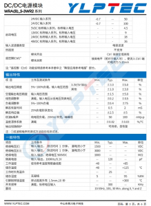 WRA2415S-3WR2  3W，寬壓輸入，隔離穩壓正負雙路/單路輸齣