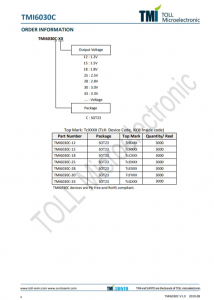 TMI6030C-28    300mA、低IQ、高PSRR LDO穩壓器，SOT23封裝