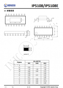 IP5108/IP5108E  2A/1A 充电, 2 A 放电高集成度移动电源 SoC